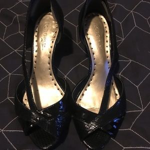Bcbg girls black snakeskin kitten heels